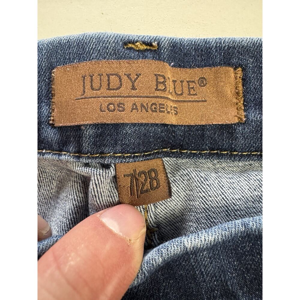 Judy Blue Womens Sz 7/28 Pull On Flare Jeans Denim Medium Wash Raw Hem - Picture 5 of 8